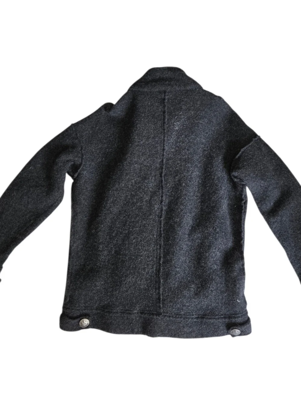 Free People Double-Breasted Charcoal 100% Wool Jacket Military Style Peacoat XS